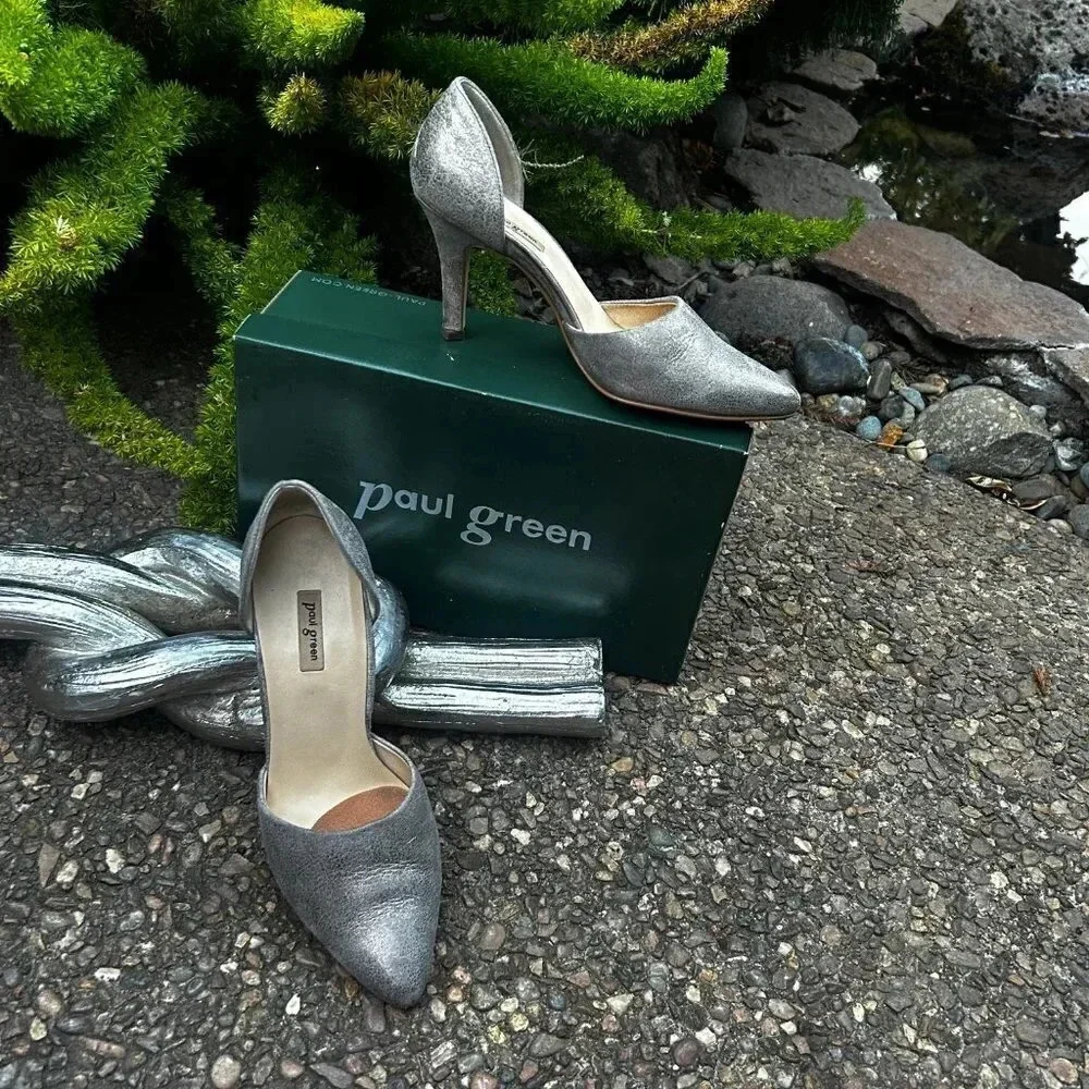 Paul Green The Day Maker Smoked Brush Char Heel D'orsay Pumps US 7